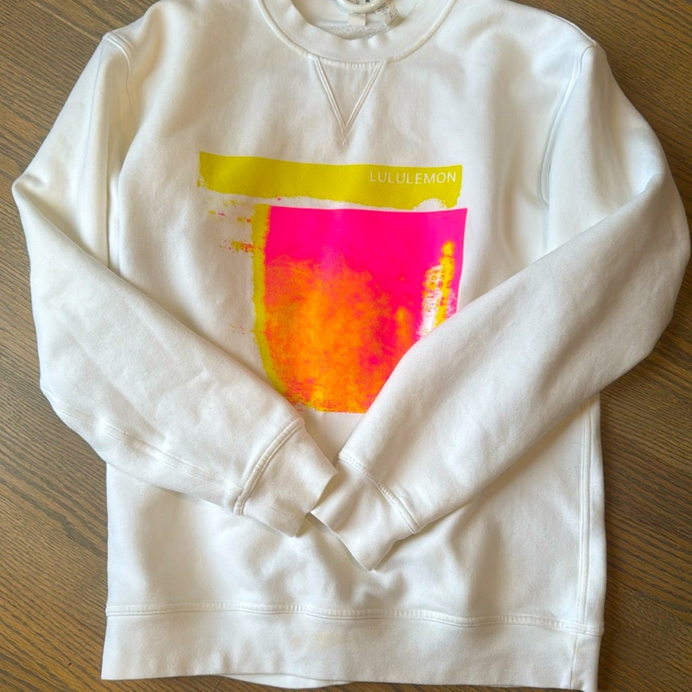 Lululemon Athletica Pink and White Crewneck Sweater